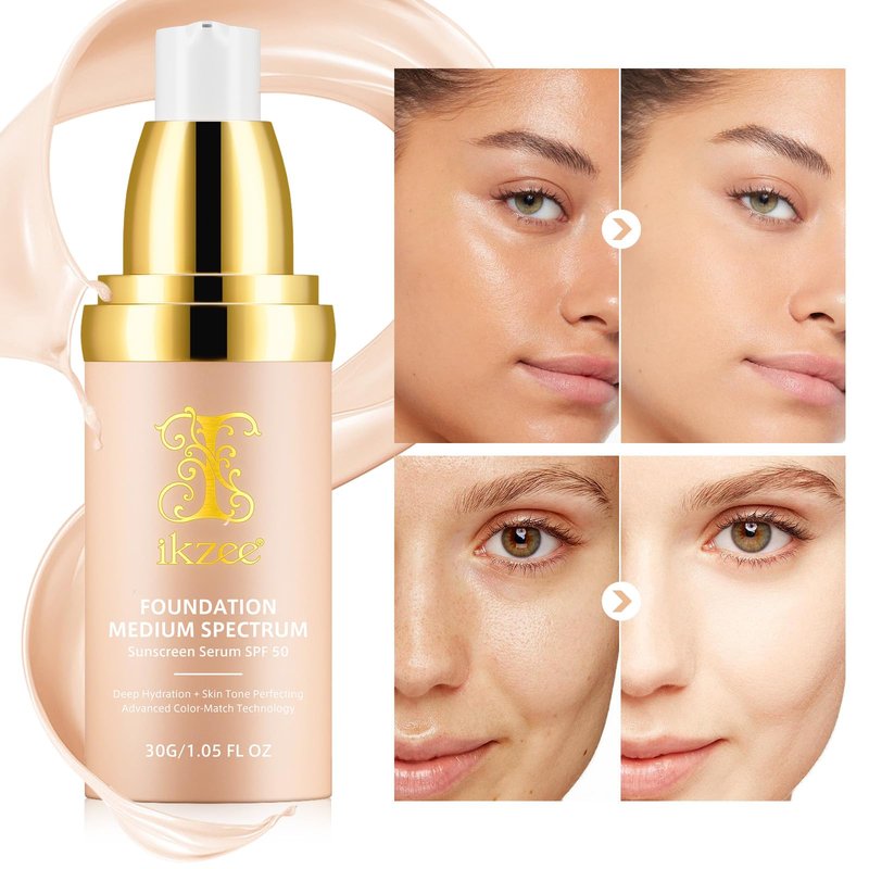 4 in 1 Foundation Liquid, Medium Coverage, Color Matching, Long-Wearing & Waterproof Makeup for All-Day Wear