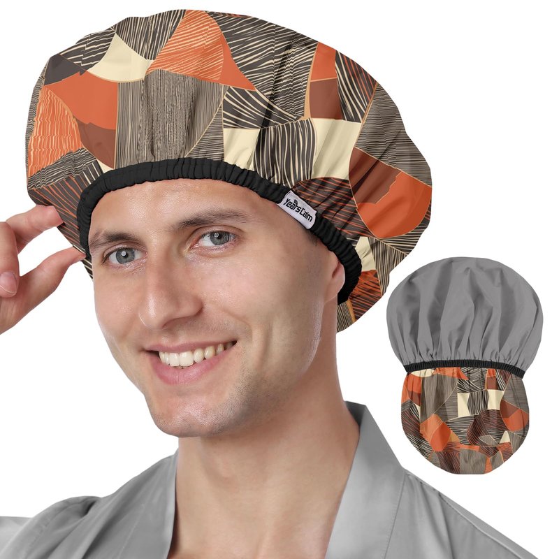 Years calm Shower Cap for Men, Waterproof Reusable Hair Cap with Dual-Layer Design, Reversible Double-Sided Use, Stretchable Elastic Band, Comfortable Fit for Shower, Gym, Hair Care & Travel