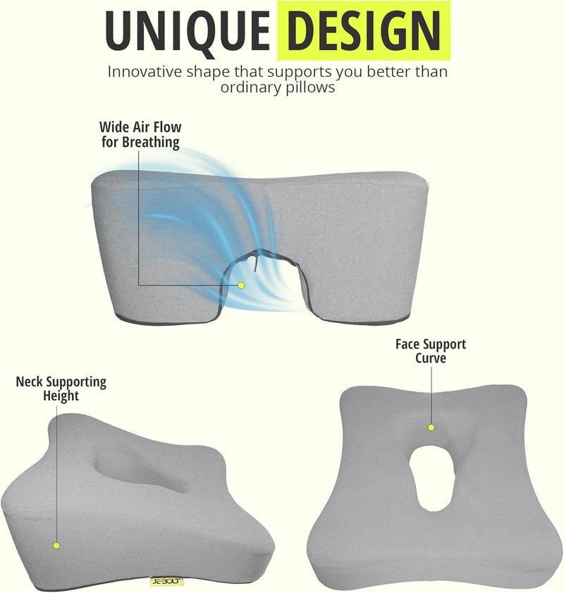Skiennix Face Down Pillow - Comfortable Headrest for Massage Tables | Includes 2 Covers & Gua-Sha Tool