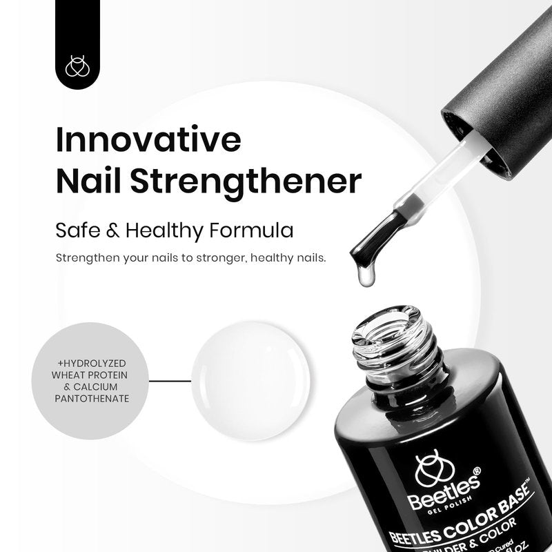 Beetles Gel Top Coat & Clear Rubber Base Gel Polish Set, 2Pcs 15ml Top Coat Nail Polish and Clear Nail Polish Soak Off UV LED for Nail Art Long Lasting DIY Manicure Use Gifts for Women