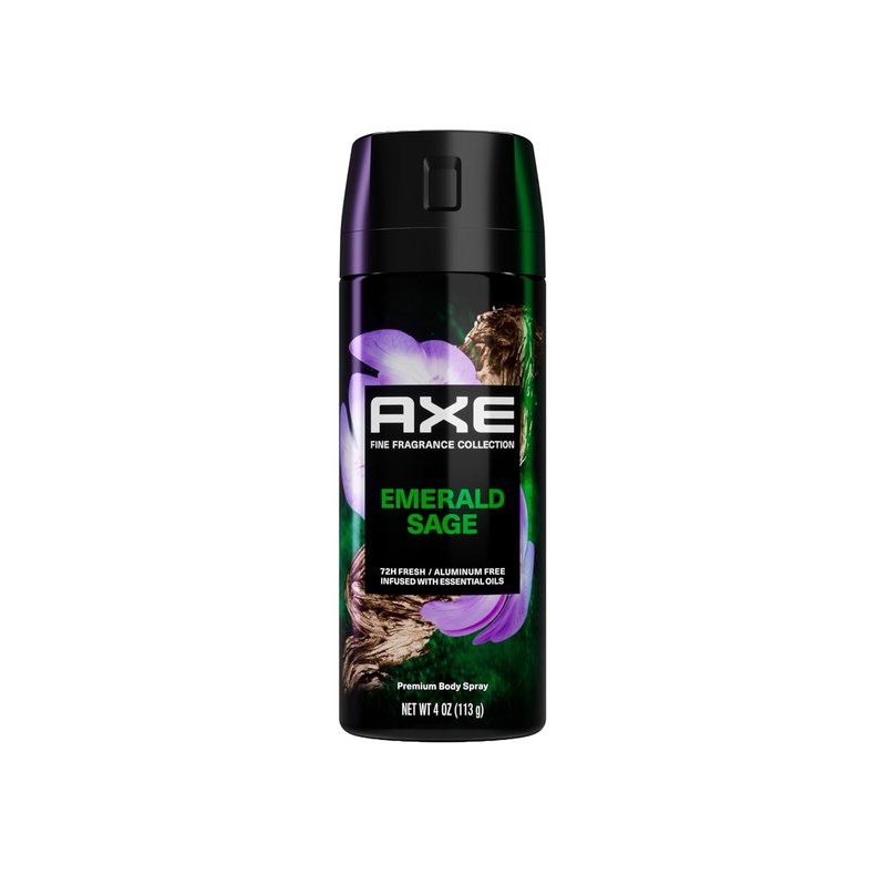 AXE Premium Deodorant Body Spray for Men - Emerald Sage | 72H Odor Protection with Essential Oils, 4 oz