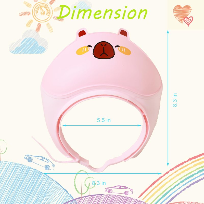 Baby Shower Cap - Waterproof Bath Visor for Toddlers 1-3 Years, Extra Soft Silicone Hair Washing Hat for Kids, Keep Water Out of Eyes (Pink)