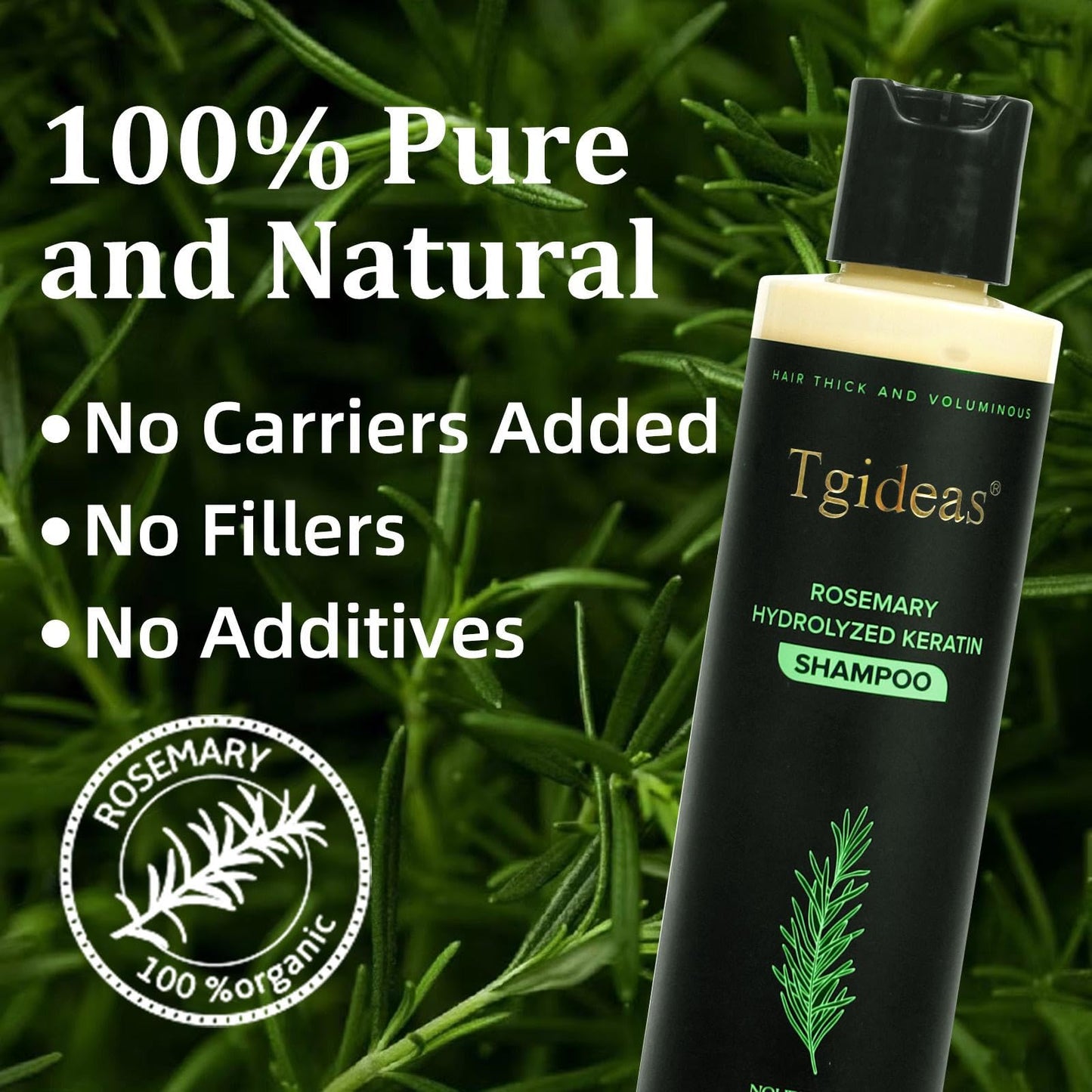 Tgideas Rosemary Biotin Shampoo - Volumizing, Sulfate-Free, for Thinning, Dry, Damaged Hair, Vegan, Color-Safe, 14.8 fl oz