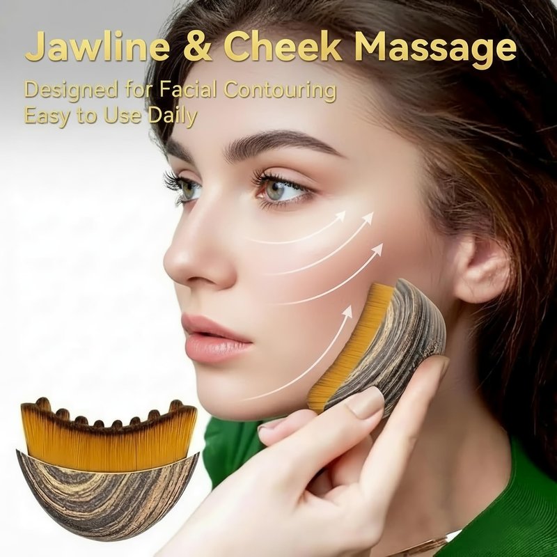 Ergonomic Lymphatic Contour Brush for Your Face – New Lymphatic Contour Face Brush for Depuffing, Facial Massage & Natural Face Sculpting, Soft Bristle Curved Design for Daily Facial Care.