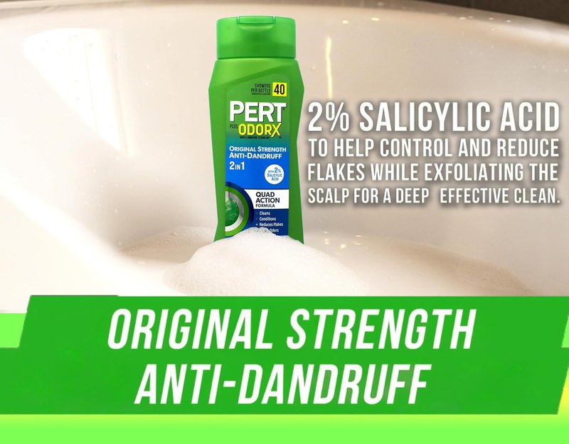 Pert Anti-Dandruff 2 in 1 Shampoo & Conditioner - Advanced Formula with 2% Salicylic Acid & Zinc - 13.5 oz