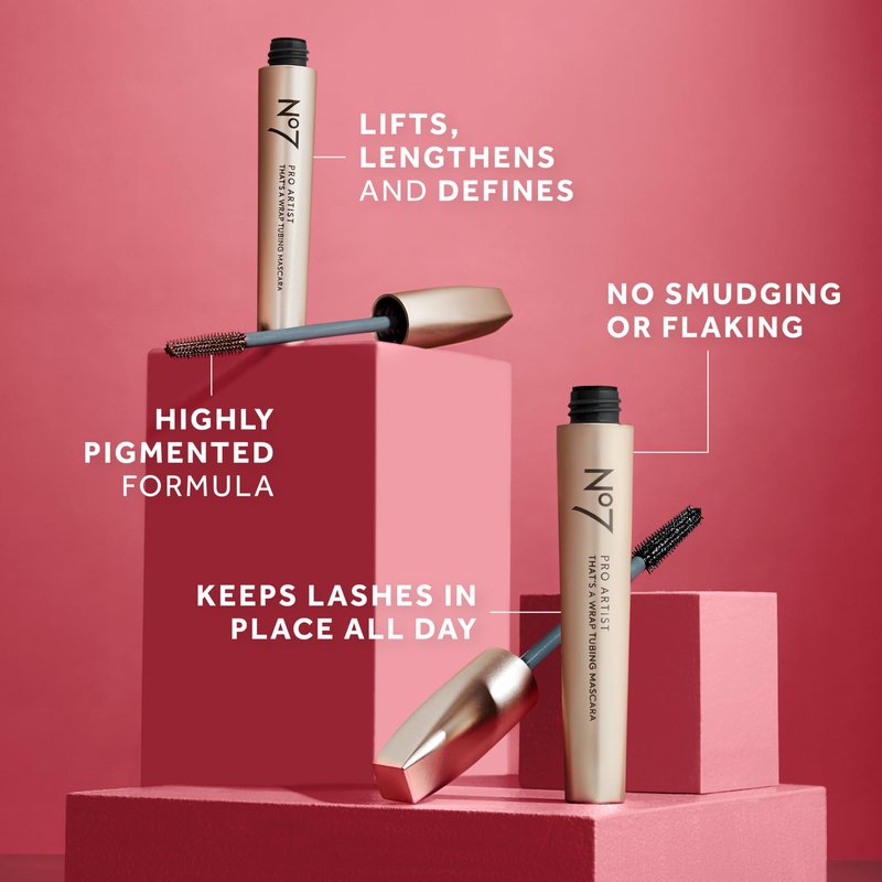 No7 Pro Artist That's a Wrap Tubing Mascara - Buildable & Lengthening Mascara for a High-Impact Finish - Volumizing Tube Mascara to Keep Lashes in Place All Day - Black/Brown (0.28 fl oz)