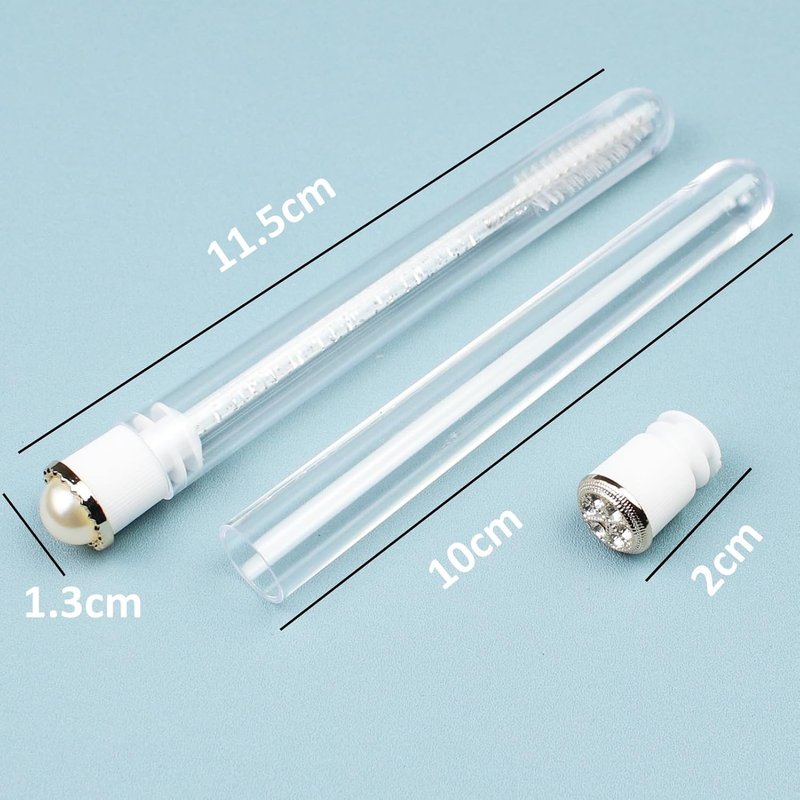 Skiennix 20pcs Mascara Wands - Reusable Lash Spoolies & Eyelash Brush Tubes | Pearl Diamond Design