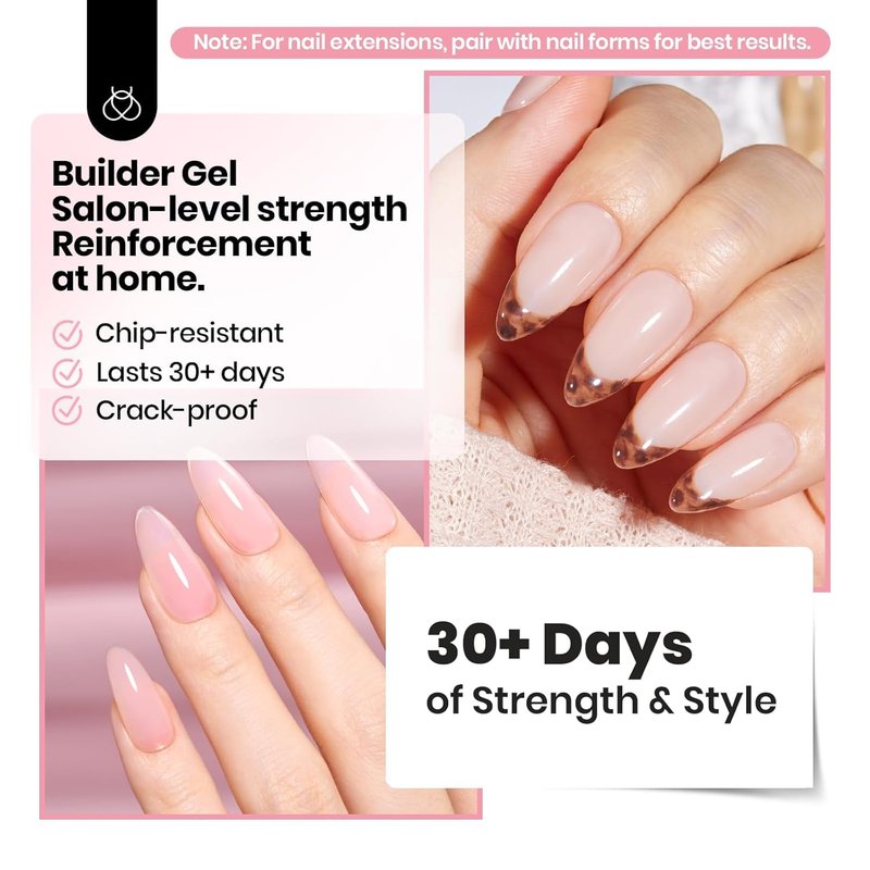 Beetles Builder Gel for Nails - HEMA-Free 7-in-1 Clear Gel for Strengthening & Thickening | Ideal for DIY Nail Art at Home