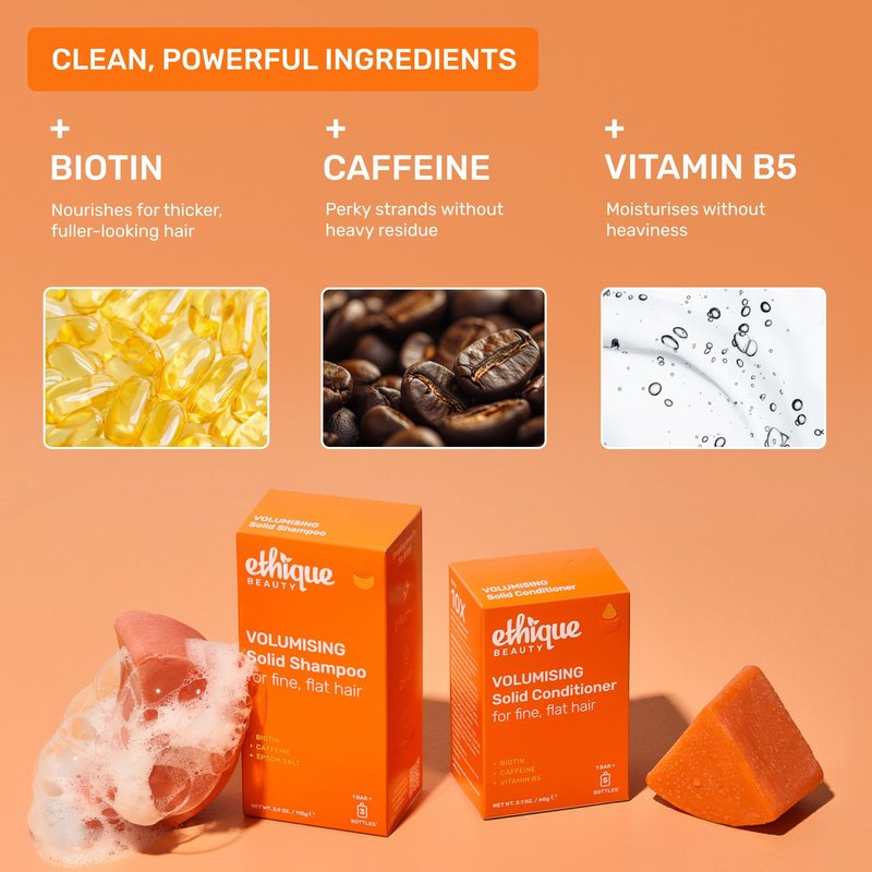 Ethique Volumizing Shampoo Bar with Biotin for thin, fine hair - Plastic-Free, Vegan, Cruelty-Free, 3.88 oz - Formerly Sweet & Spicy - Formerly Sweet & Spicy