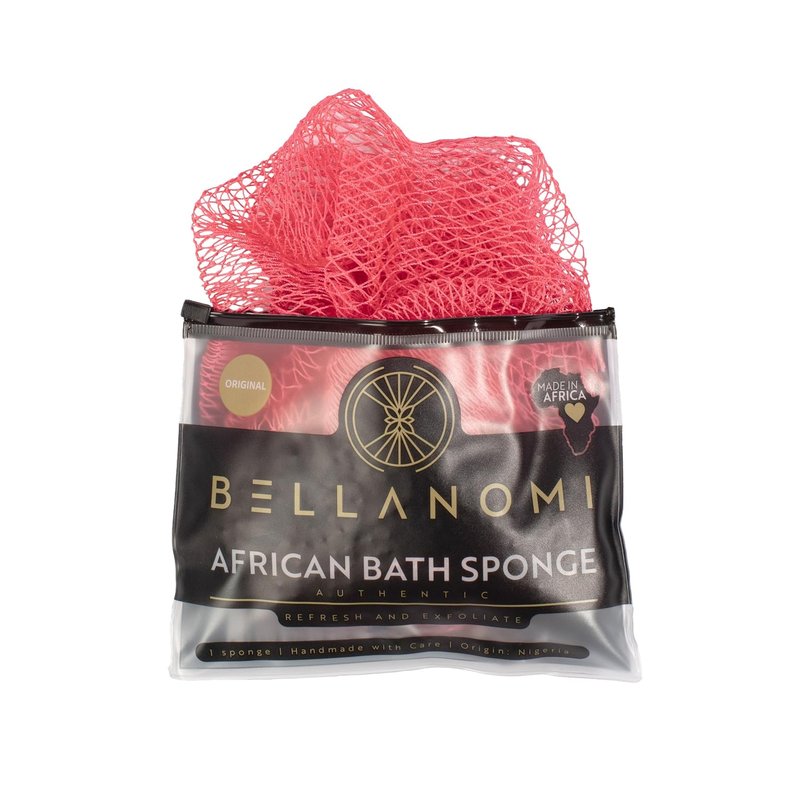 BELLANOMI African Exfoliating Net Sponge, Authentic, Ethically sourced from Nigeria, 45 inches Long, Back Scrubber for Daily use (Pink)