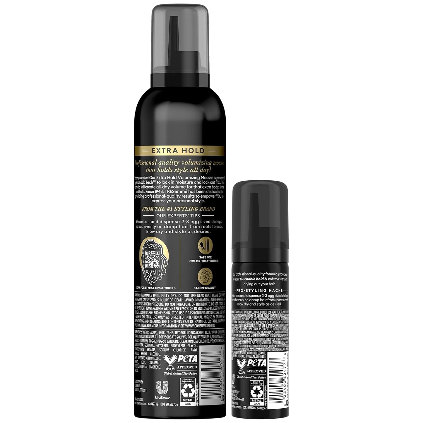 TRESemmé Extra Hold Shaping Mousse 2-Pack | Moisturizing Hair Mousse with Travel-Size Bottle – 24H Frizz Control