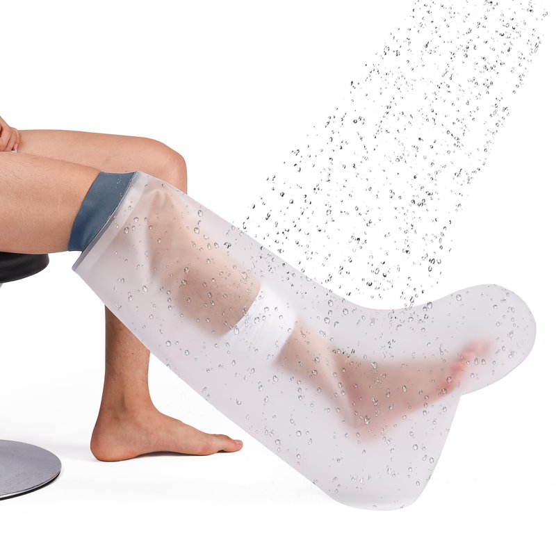 COMFYTHERA Waterproof Cast Cover for Shower Ankle Wound Protector Bath Adult Watertight Cast Bag Showering for Surgery Foot, Ankle, Burns Reusable (B-Short Leg)