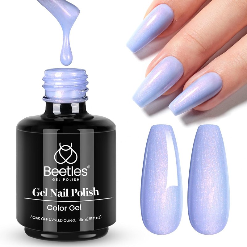 Beetles Periwinkle Gel Nail Polish - Dreamy Blue Pastel Shades | 15ml Soak Off UV Nail Art for DIY Manicure