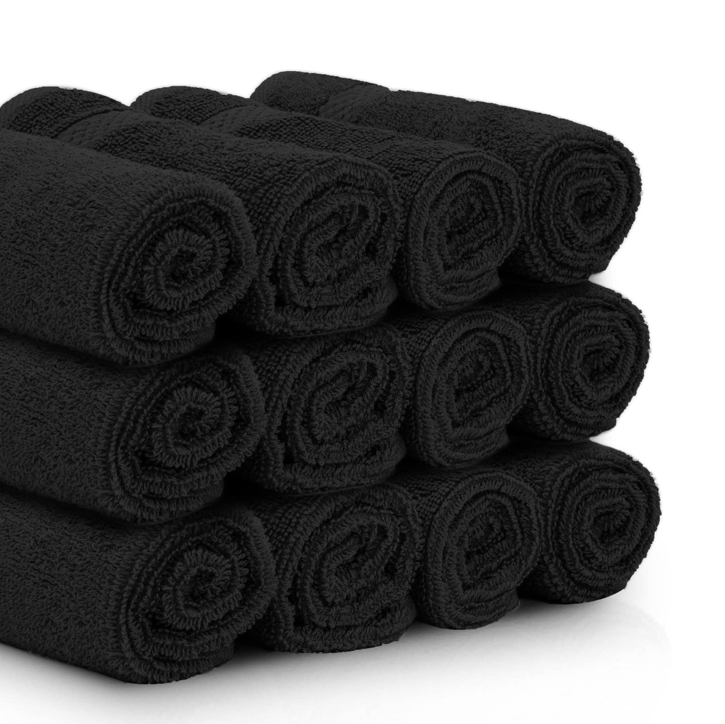 White Classic Luxury Black Hand Towels - Soft 100% Turkish Cotton | Highly Absorbent Hotel spa Bathroom Towel Collection | 16x30 Inch | Set of 6