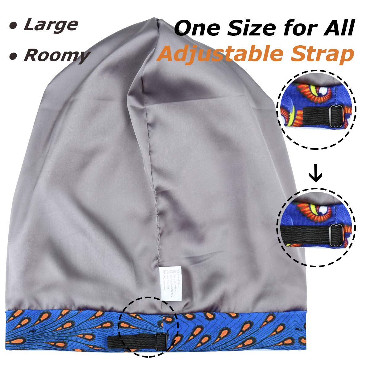 Large Dread Sleep Cap Silky Hair Wrap Slouchy Beanie for Women Curly Long Hair