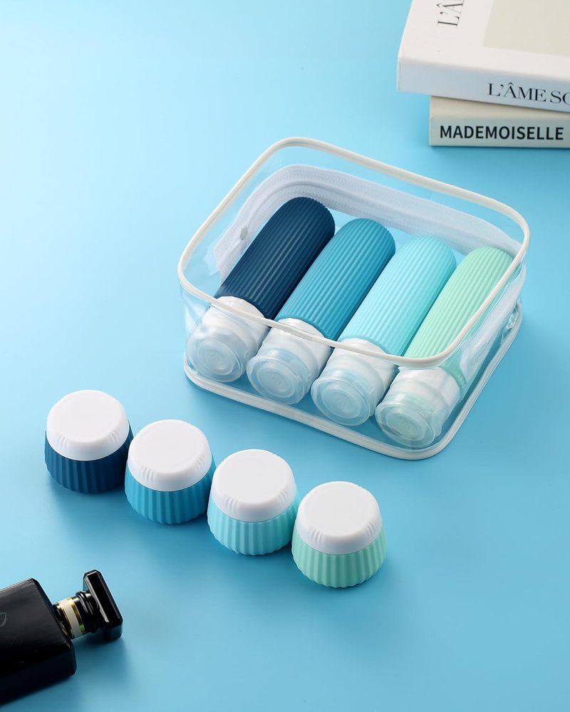Mrsdry Travel Bottles - TSA Approved 3 oz Silicone Containers for Toiletries | 8 Pack with Clear Bag