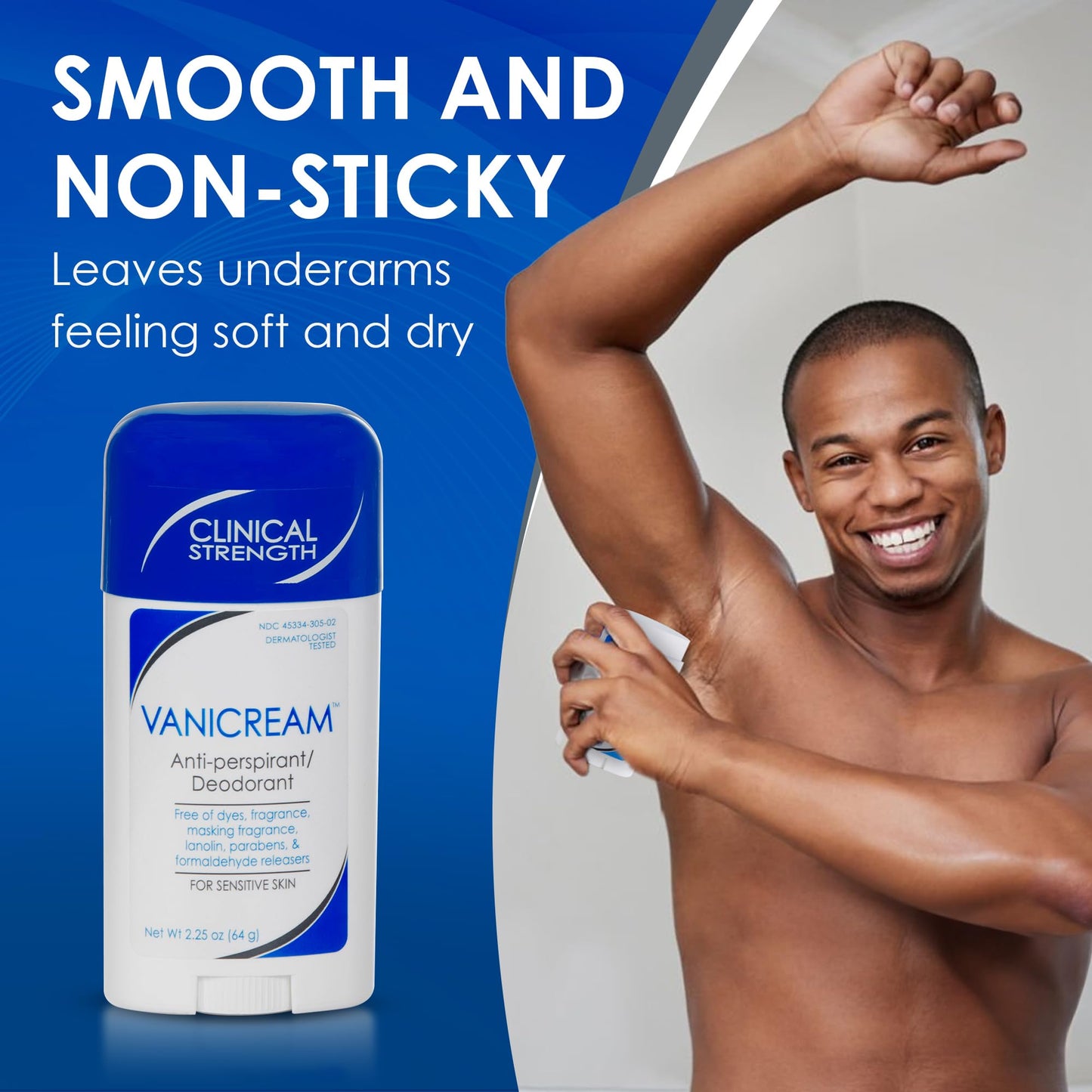 Vanicream Anti-Perspirant Deodorant for Sensitive Skin - 2.25 oz - Clinical-Strength Deodorant with 24-Hour Protection - Unscented