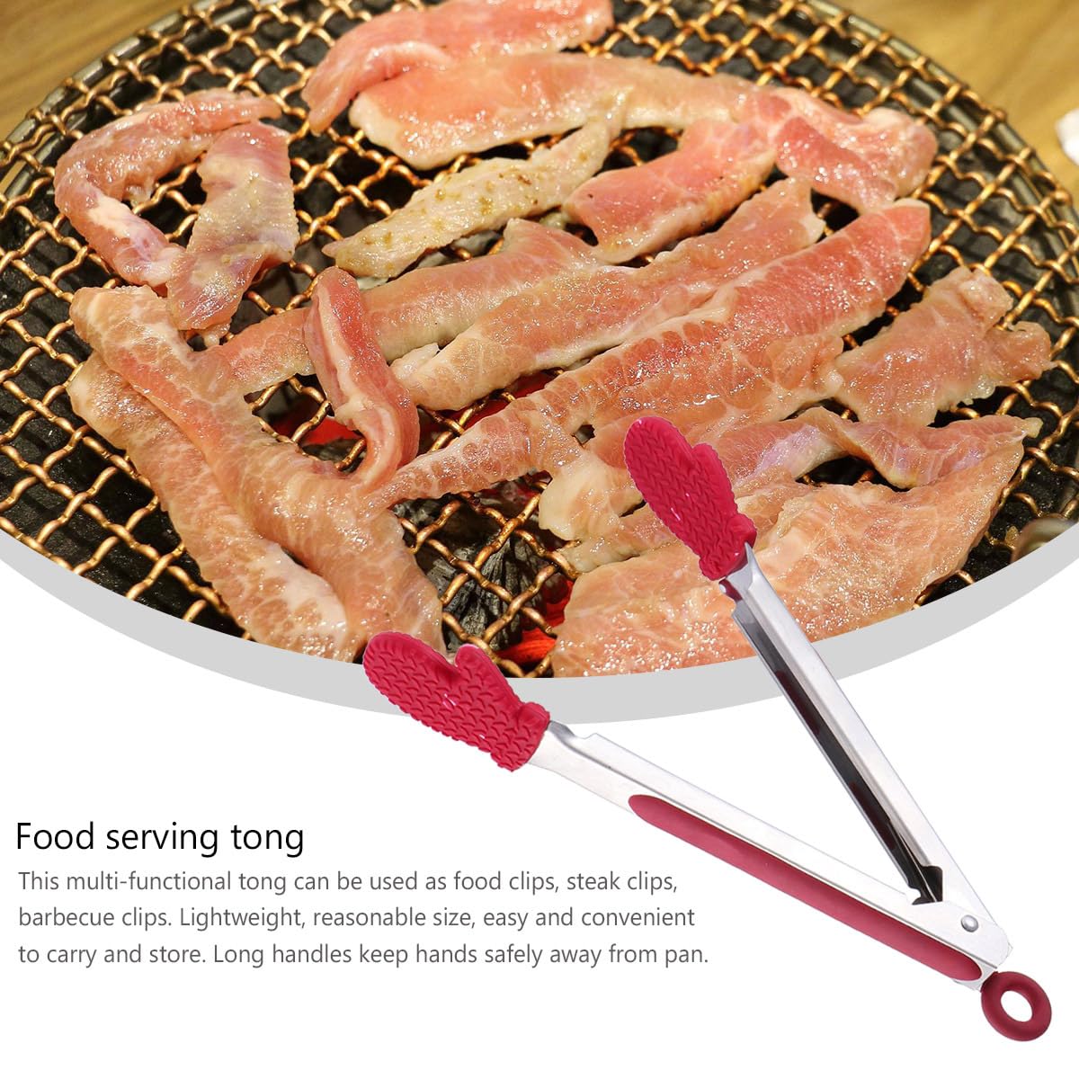 Hemoton Christmas Silicone Tongs,Kitchen Tongs for Cooking Non Stick Cooking Kitchen with Silicone Tips Stainless Steel Food Serving for Grill, Baking,Salad,BBQ,for Xmas Party