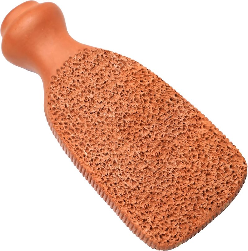 QUBA LINEN Pumice Stone for Feet – 2-Sided Terra Cotta Foot Scrubber, Natural Callus Remover for Dry Skin & Rough Heels, Cracked Heels – Pedicure Exfoliator for Feet Hands Body