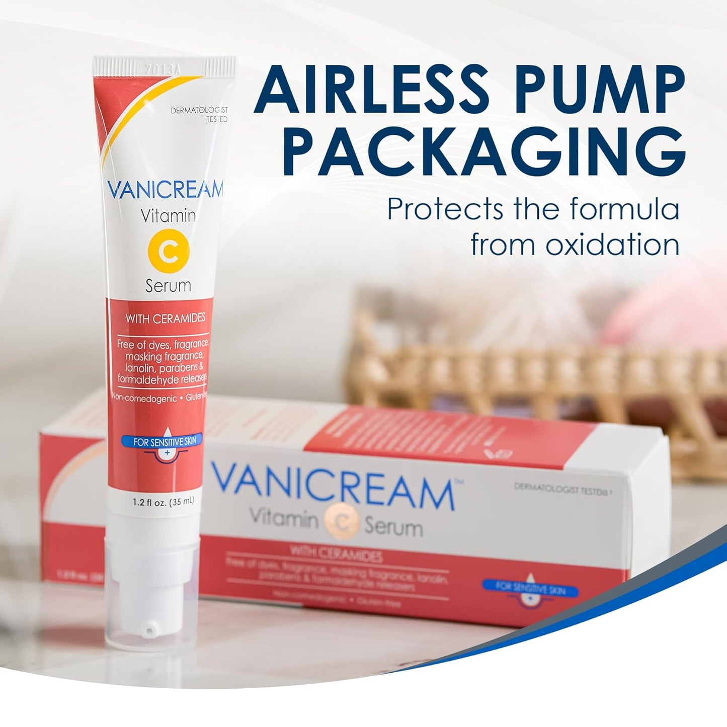 Vanicream Vitamin C Serum - Lightweight Brightening Serum for Sensitive Skin | 1.2 Fl Oz, Hydrates & Boosts Glow