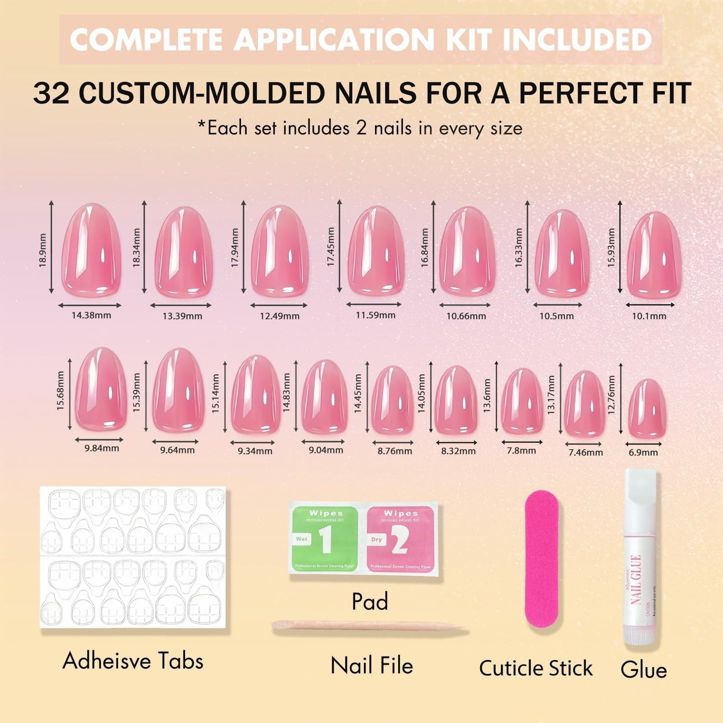 SXVME Chrome Baby Blue Press on Nails Short Oval, 32 Pcs Thick Glazed Cute Fake Nails with Sparkle Mirror Design, Shiny Glitter Glue on Nails Almond, Gel Nail Press ons with Glue for Fingernail