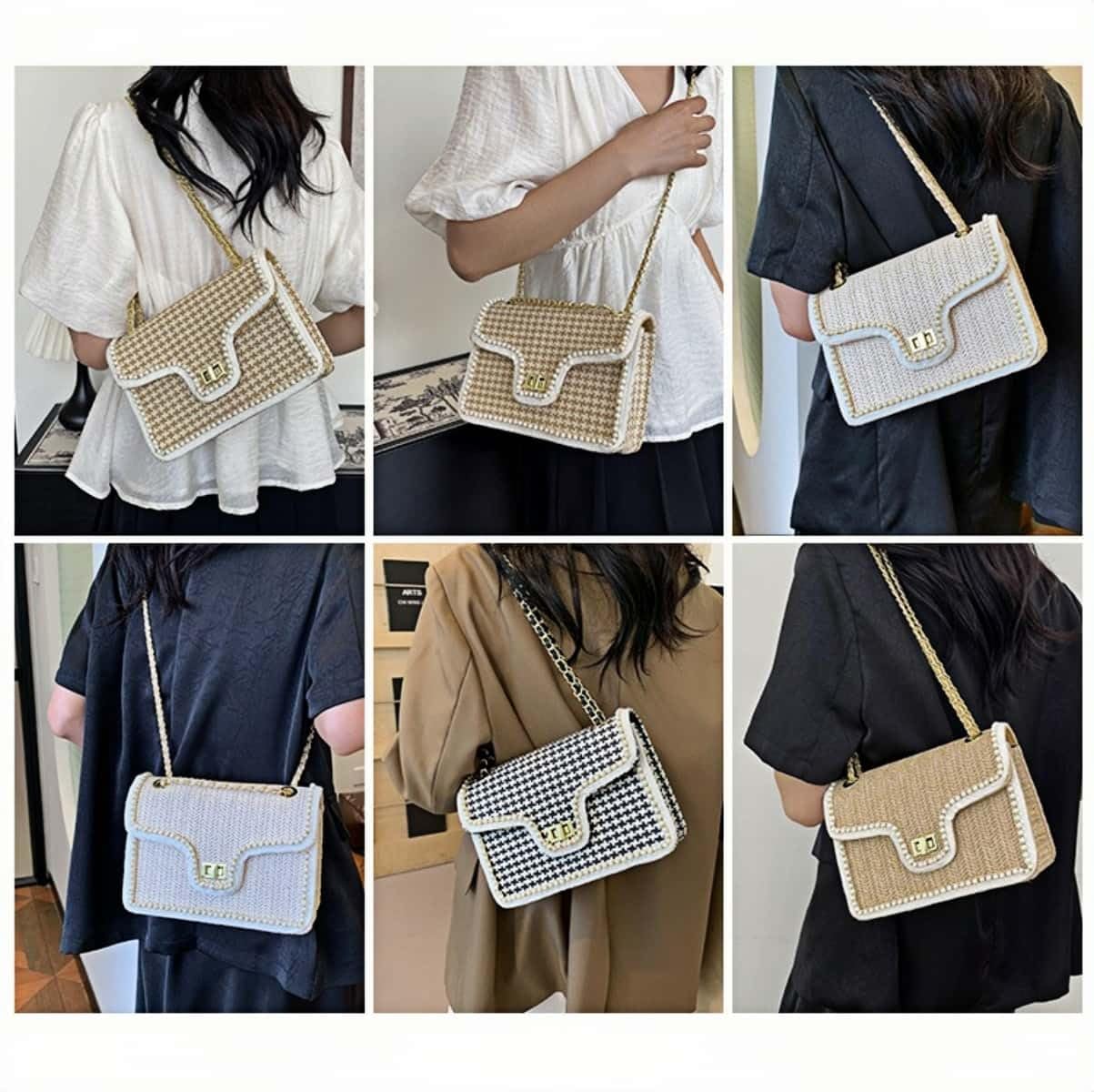 VTYFRY Straw Crossbody Bags for Women Trendy Beach Summer Handmade Rattan Shoulder Woven Leather Straps Clutch Purse Vacation (Beige)