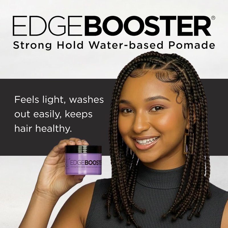 Edge Booster Strong Hold Pomade - Water-Based Formula with Argan Oil for Moisture & Shine | Lemon Candy, 3.38 oz