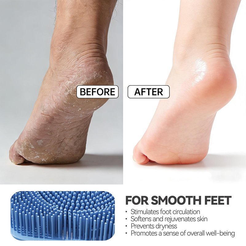 ozner Silicone Shower Foot Scrubber Mat,Back Washer Bath Wash Pad Exfoliating & Massage, Wall Mounted Slip Strong Suction Cups for Use in Cleaner Men and Women (Blue)