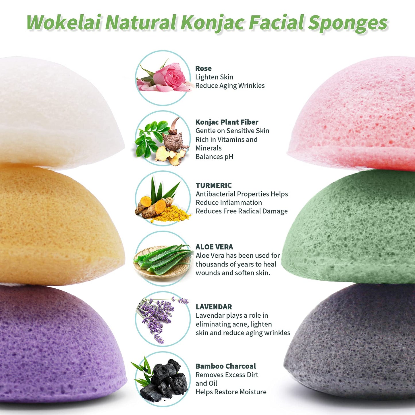 Konjac Facial Sponges for Cleansing Exfoliating - Konjac Face Sponge for Washing Face Body, Natural Cleaning Puff Buff Scrubber for Shower Bath SPA for Babys Men Women