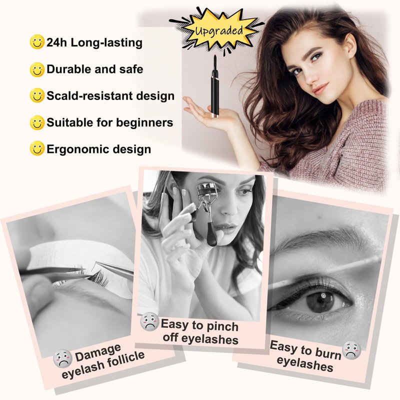 Heated Eyelash Curler- Eye lash Curlers Heat- 4 Temperature Mode- Rechargeable Lash Curler for Makeup Natural Curling Eye Lashes and 24 Hours Long Lasting - Black 2026 Updated New Model U3