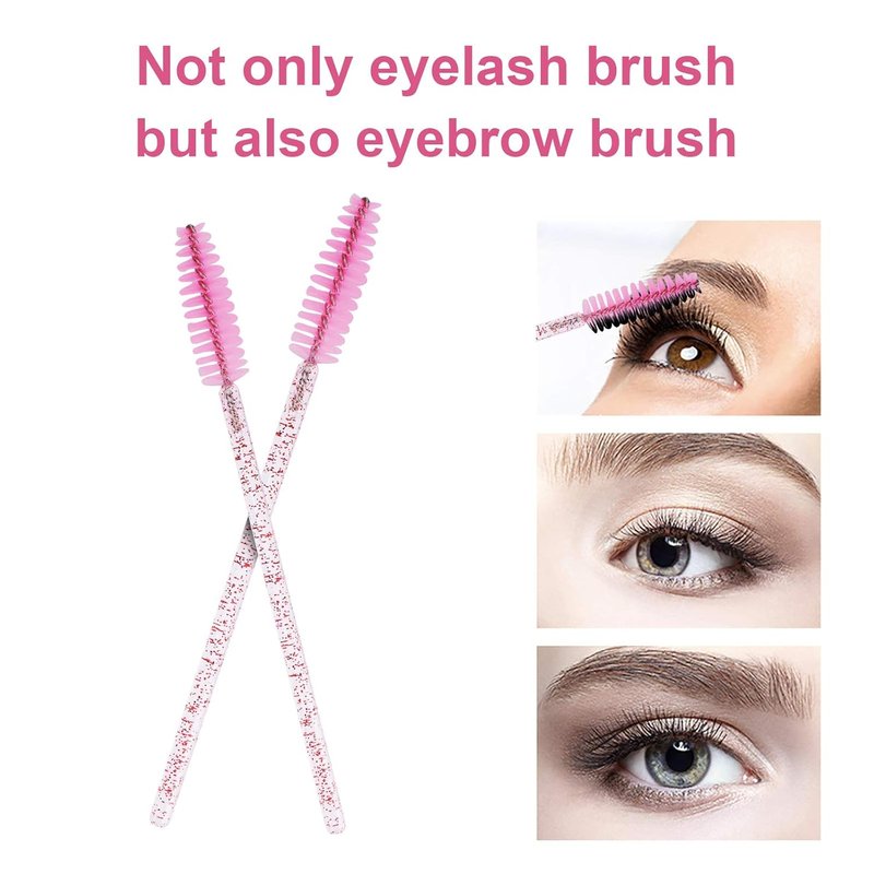 Eyelash Brush Applicators - 100PCS Disposable Mascara Wands Kit for Extensions & Brows | Light Pink Container