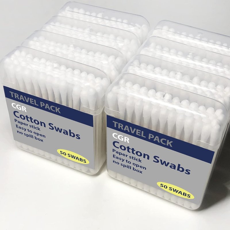 CGR Organic Cotton Swabs - 100% Cotton Double-Tipped, Compostable Travel Pack | 400 Swabs Total