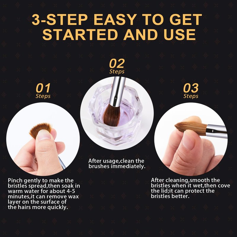 Shine Chance 2Pcs Acrylic Nail Brushes Set, 100% Pure Kolinsky Size 10 Nail Art Brush & Small Clean Up Brush, Art Design & Polish Mistake Cleaning Manicure Tools for Women Acrylic Application