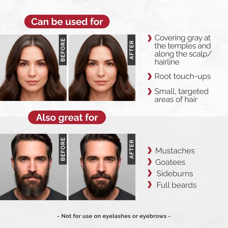 RB RENATA BEAUTY Tint Kit – Cream Hair Dye Kit with Developer and Application Brush for Spot Coloring - Covers Gray Hairs, Smudge-Proof, Long-Lasting Up to 4 Weeks, 20 Applications [Brown]