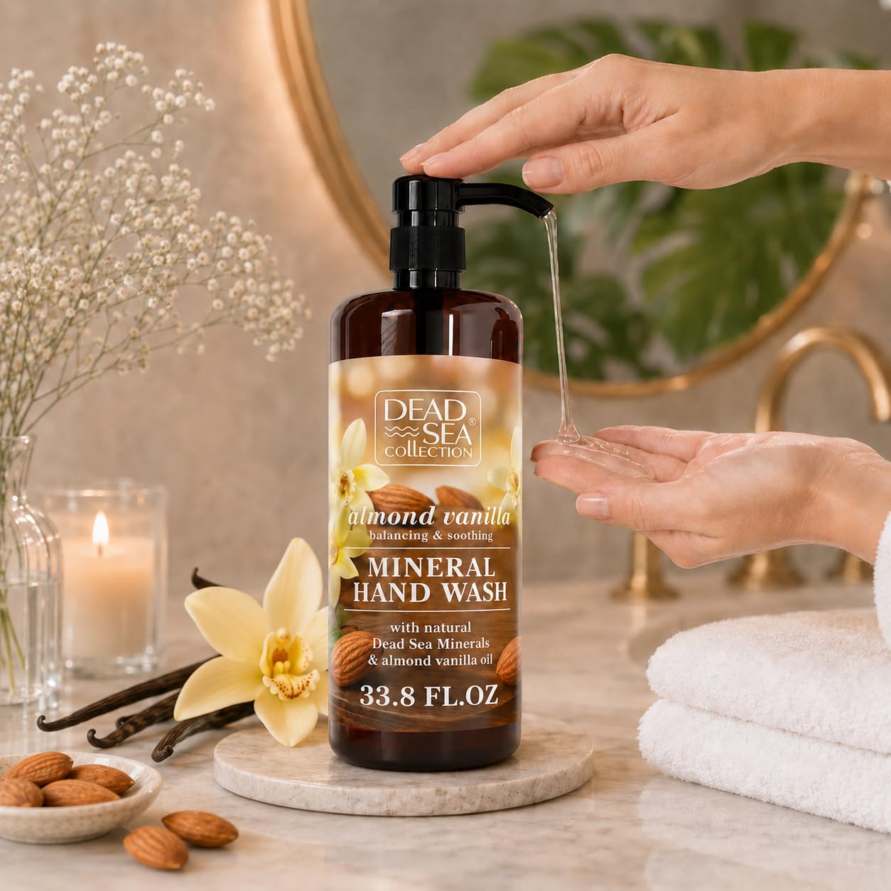 Dead Sea Collection Hand Soap Pump Hemp & Coconut Lime - Moisturizing Hand Wash with Dead Sea Minerals - Cleanses & Refreshes with Hemp - Coconut, Lime Oils, Pack of 2 (33.8 Fl Oz Each)