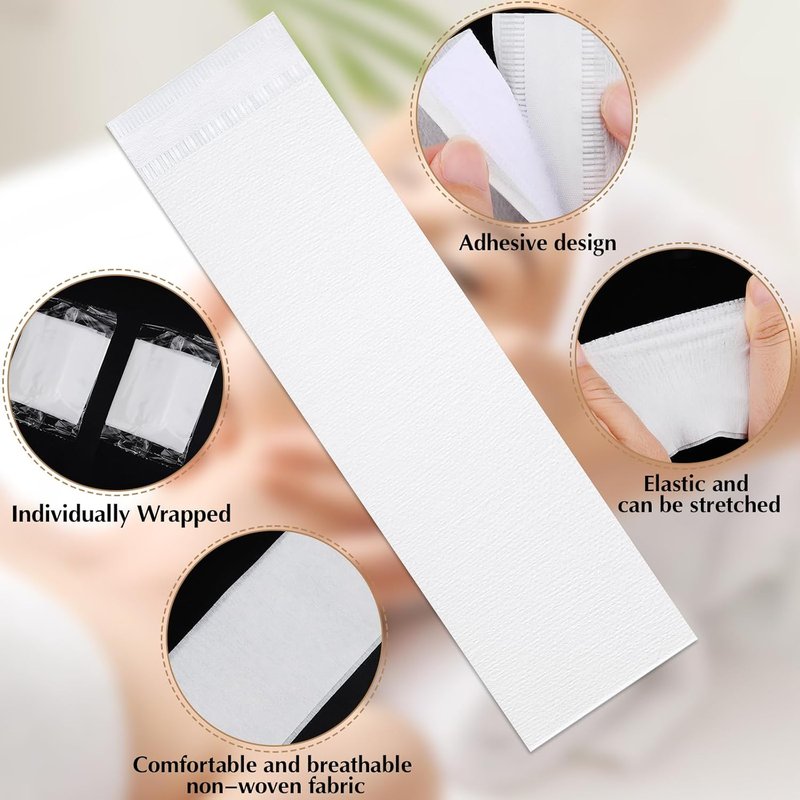 Skiennix 150 PCS Disposable Hairbands - Non-Woven Fabric Spa Headbands for Makeup & Travel