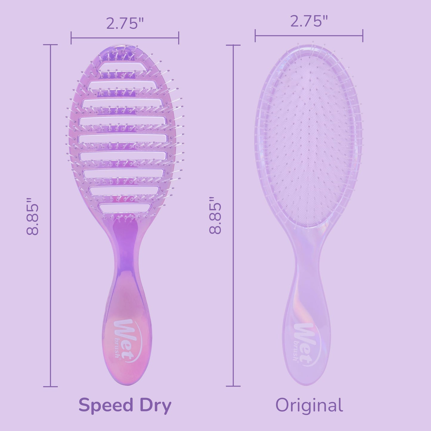 Wet Brush Speed Dry Hair Brush, Blow Dry Safe Bristles & Vented Design For Faster Drying Time, Ergonomic Handle, Reduces Breakage & Detangles All Hair Types, Limited Edition Prismatic Glow Purple