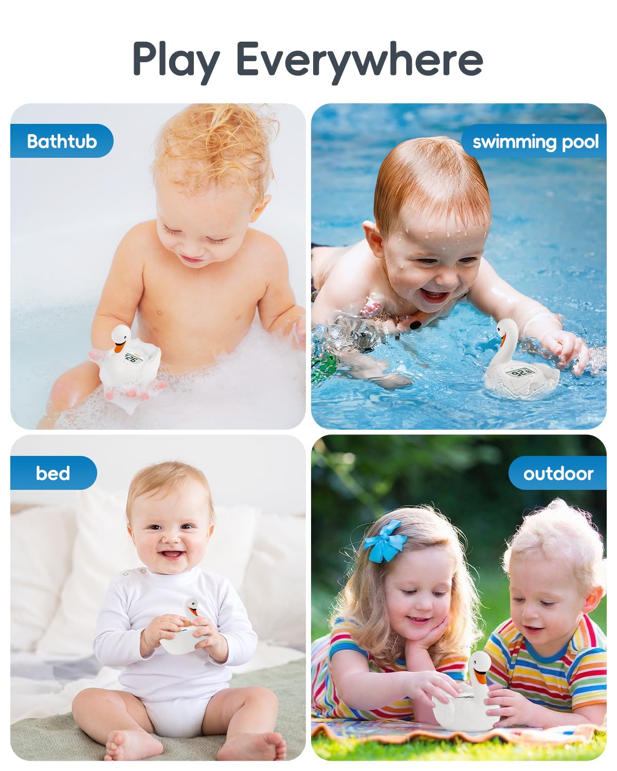 b&h Baby Bath Thermometer, Swan Digital Infant Bathtub Thermometer - Reliable Temperature Readings - Easy to Read Screen - Waterproof, Safe Floats in Water Toy, Newborn Must Haves