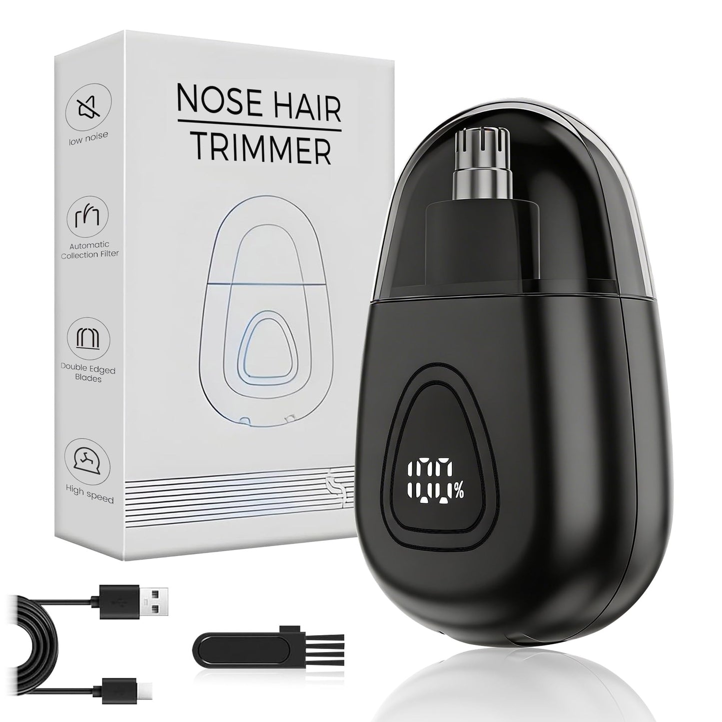 Titan Luxe Nose Hair Trimmer for Mens and Women - Professional Painless Eyebrow & Ear Hair Trimmer for Men Women - Battery Operated Trimmer with IPX7 Waterproof - Dual Edge Blades for Easy Cleansing