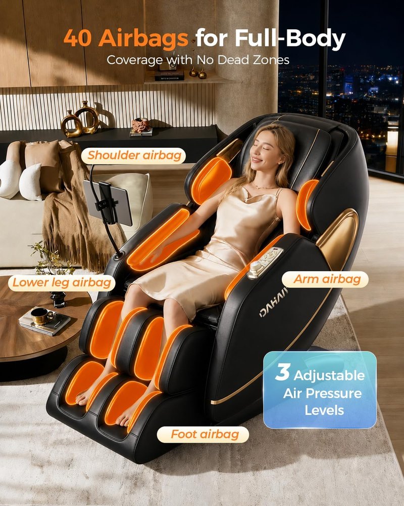 Skiennix 3D Massage Chair - Full Body Recliner with AI Voice Control & Heated Massage | Black PU Leather