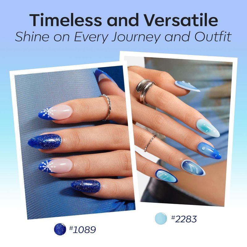 modelones Blue Gel Nail Polish, 6 Colors Spring Summer Hema Free Pastel Royal Navy Sky Icy Klein Dark Blue Glitter Gel Polish Galaxy 9D Cat Eye Nail Polish with Magnet Soak Off Led Nail Art Kit