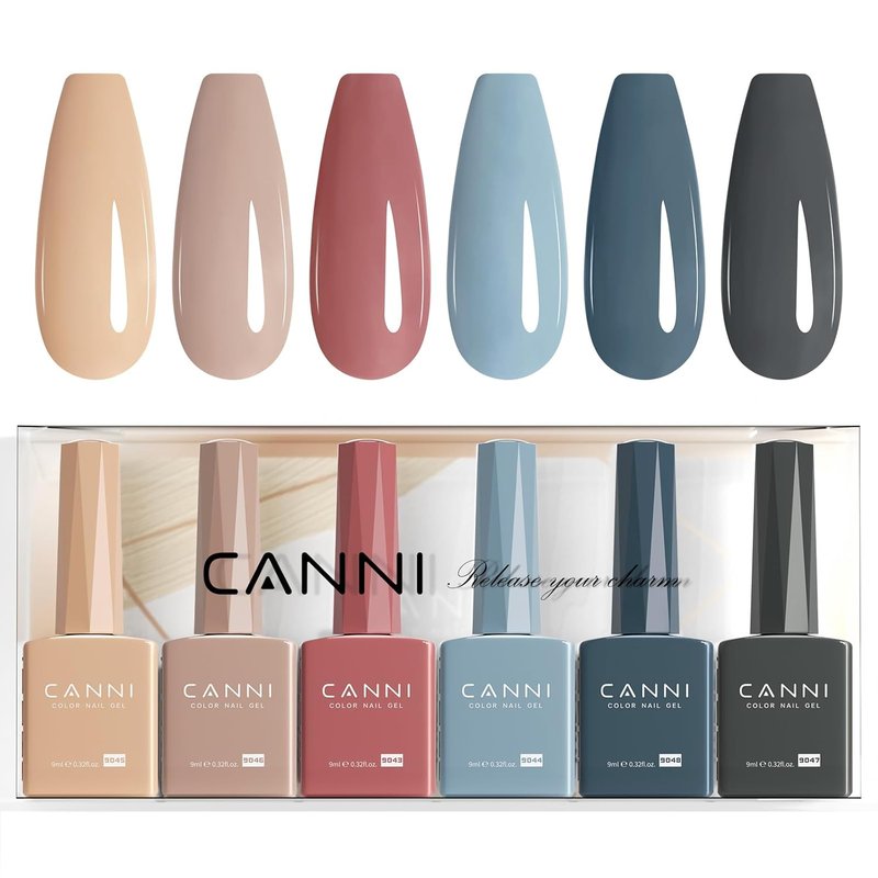 CANNI Hema-Free Brown Gel Nail Polish Set - 6 Colors, 9 ML | Fall Light Brown & Nude Shades for DIY Manicure