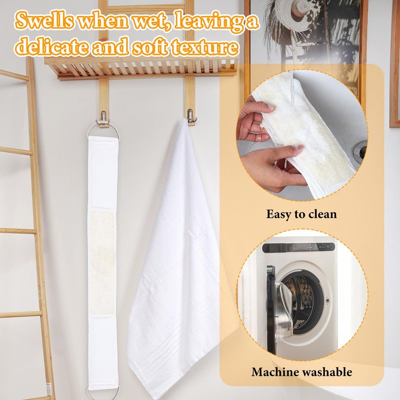 LXUEJIE Natural Loofah Back Scrubber, Exfoliating Body Scrubber, Loofah Exfoliating Bath Strap Shower Loofah Back Sponge to Clean Body Deeply for Women and Men