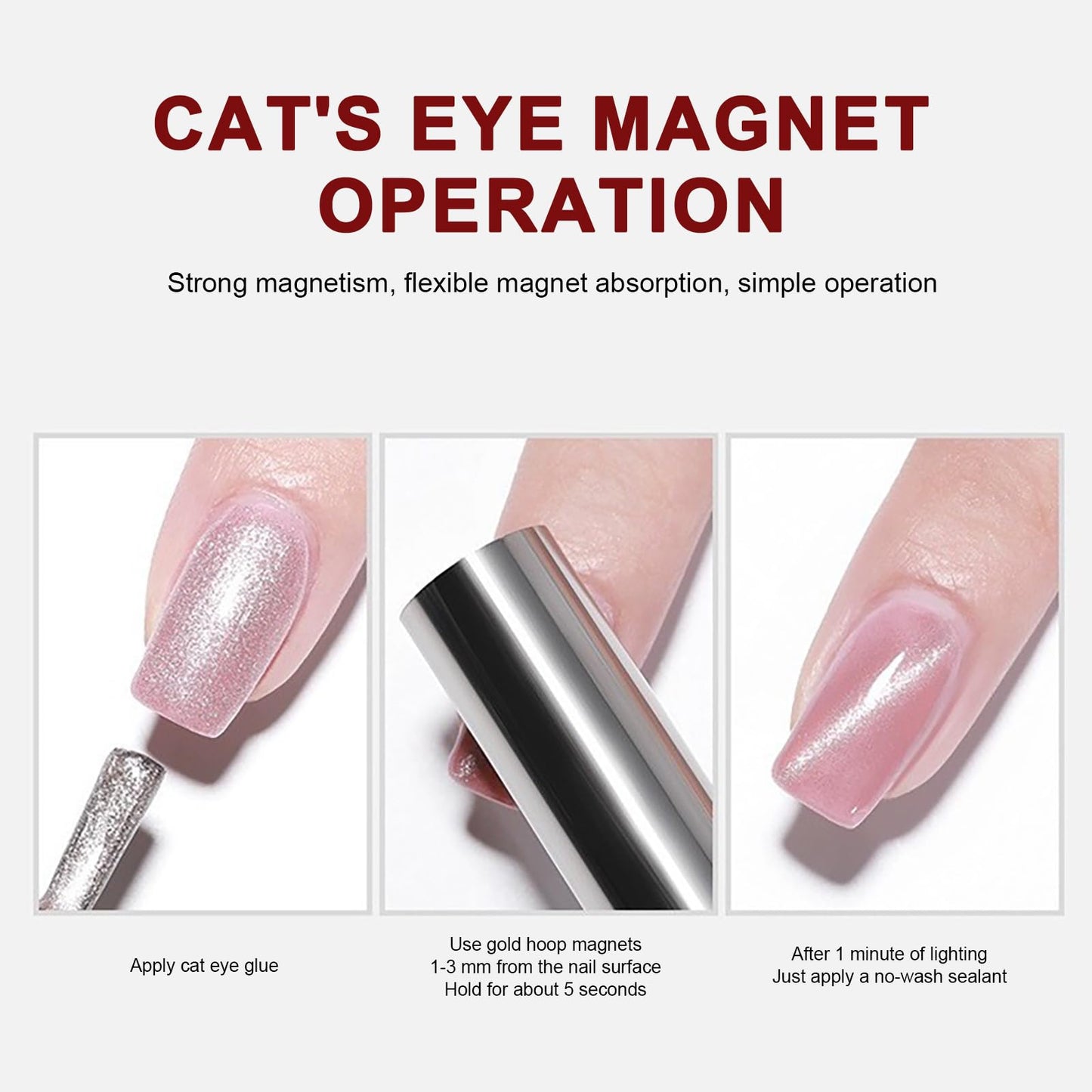 YECIRALA 4 Pieces 3D Cat Eye Nail Art Magnets Tool Set For Cat Eye Nails Polish Magnet Wand Magnetic Pen For DIY Gel Polish Nail Art Designs Magnets Double Ended Magnet Wand Magnet Sticks
