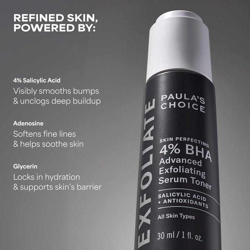 Paula's Choice SKIN PERFECTING 4% BHA Exfoliating Serum - Anti-Aging Facial Toner for Smooth Skin & Pore Minimization, Fragrance-Free