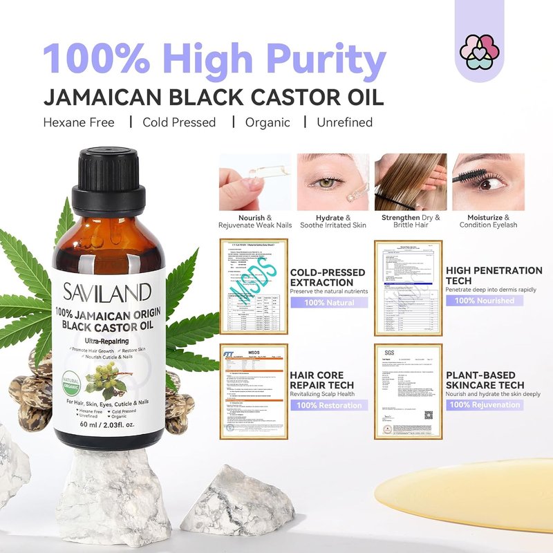 Jamaican Black Castor Oil - 100% Pure & Organic for Hair, Skin, Eyebrows | Unrefined, Multi-Purpose Care