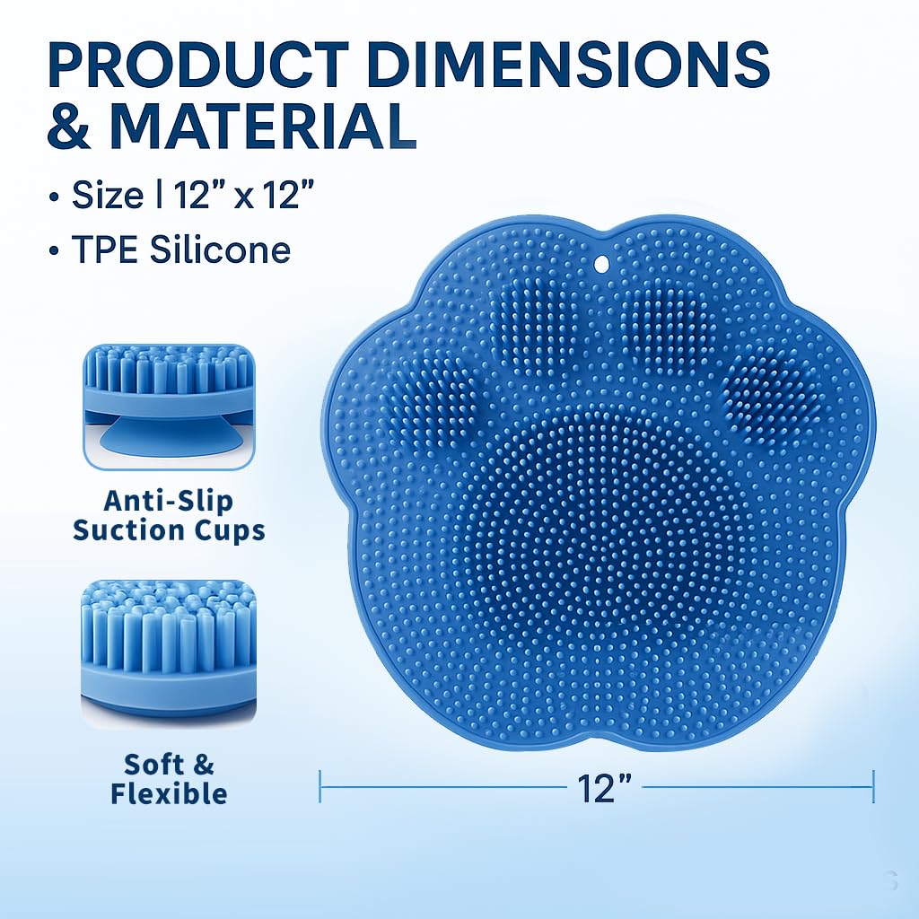Shower Foot Scrubber Mat – Silicone Foot Brush with Non-Slip Suction Cups, Exfoliating & Massage Pad for Feet and Back Cleaning, Refreshing Shower Experience