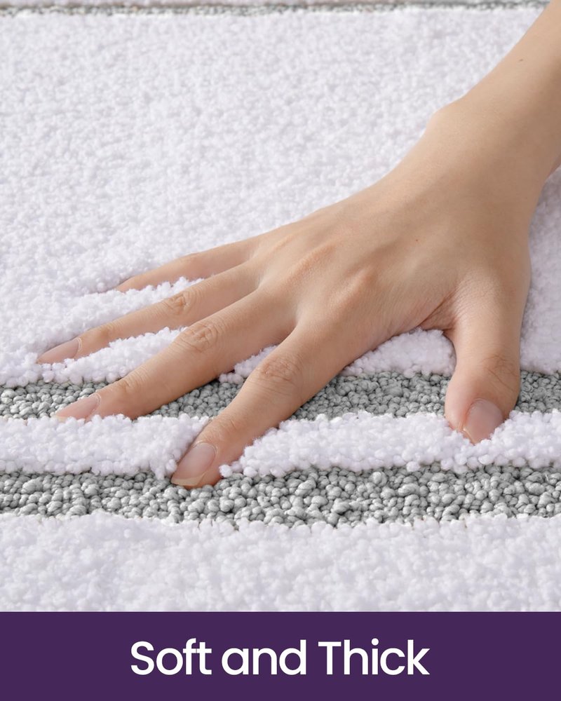 DEXI Oval Bath Mats for Bathroom, 17x30 Absorbent Bath Mat, Washable Microfiber Bathroom Rug with Non Slip Backing for Shower Floor, Light Grey