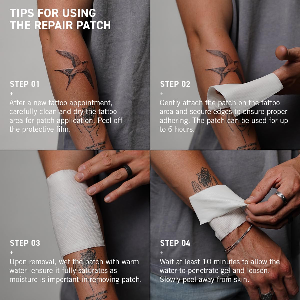 Mad Rabbit Repair New Tattoo Hydrogel Patches, 3 Sheets - Tattoo Aftercare, Soothing, Cooling, Made For All Skin Types