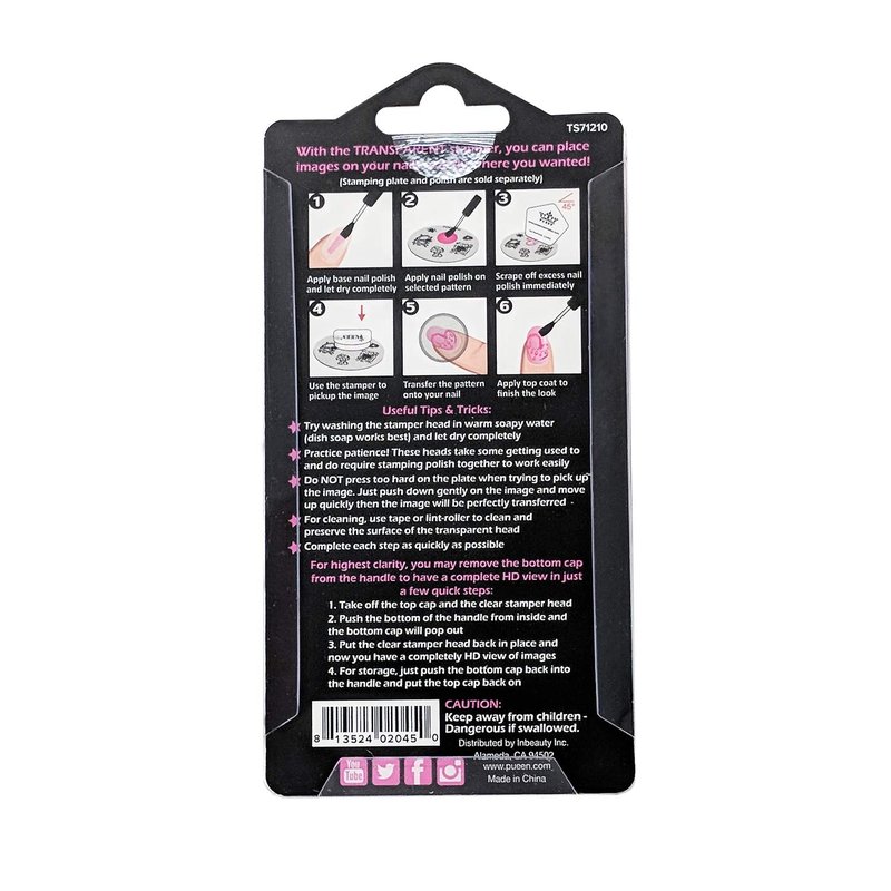 PUEEN 35mm HD Chunky Transparent Soft Stamper and Scraper Set - Nail Art - Stamping Tools - CLEAR - BH000706